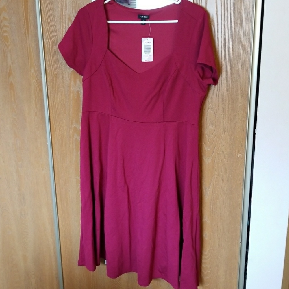 Torrid Wine Ponte Skater Dress